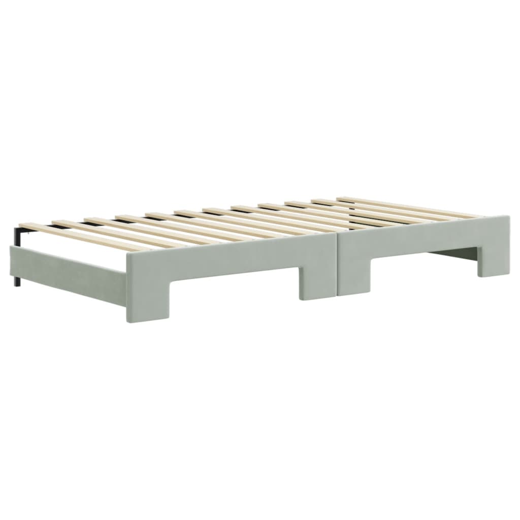 Divano Letto Estraibile Materassi Grigio Chiaro 100x200 Velluto