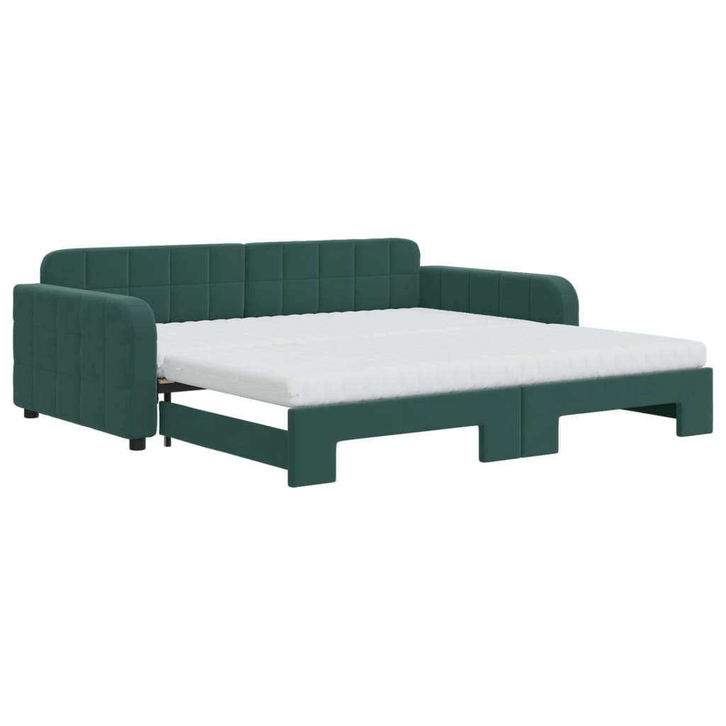 Divano Letto Estraibile Materassi Verde Scuro 100x200 Velluto