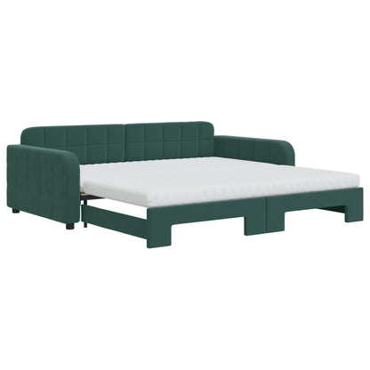 Divano Letto Estraibile Materassi Verde Scuro 100x200 Velluto