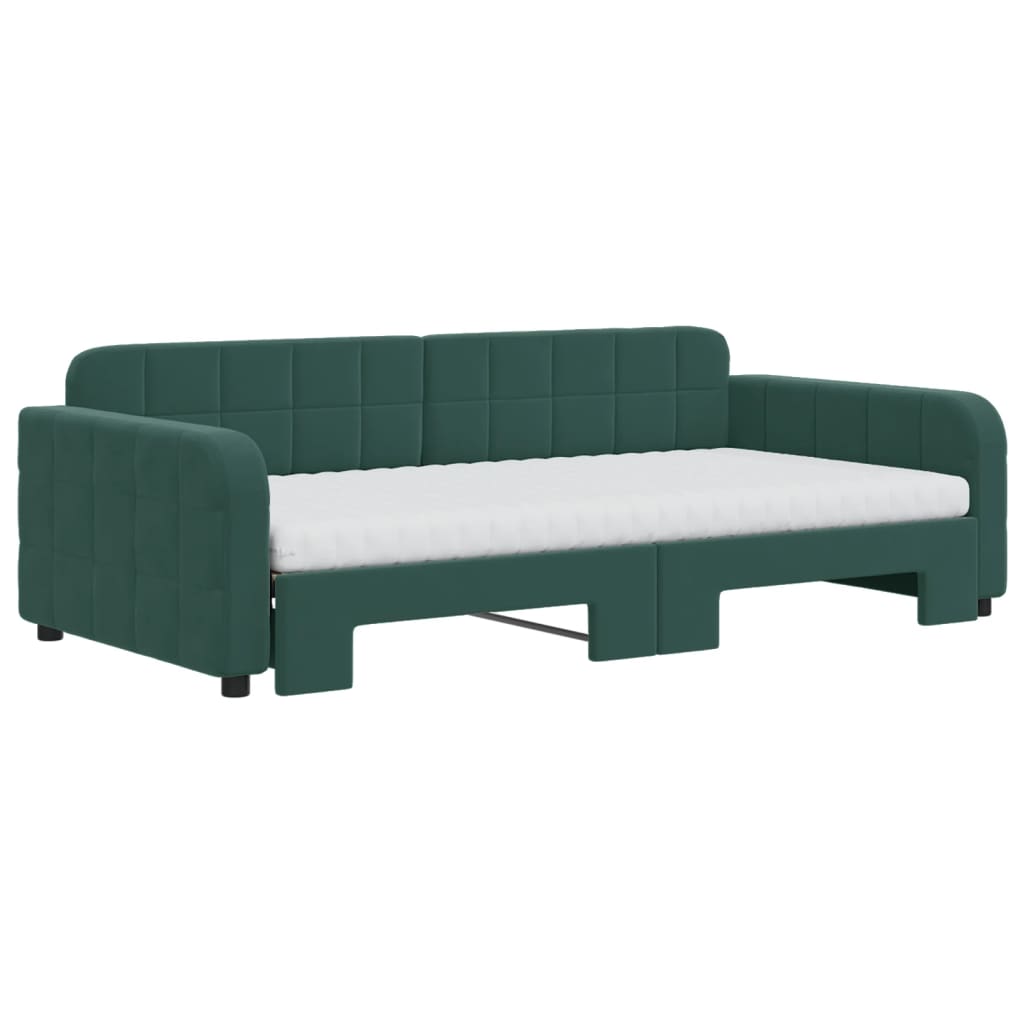 Divano Letto Estraibile Materassi Verde Scuro 100x200 Velluto