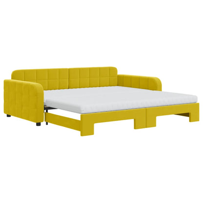 Divano Letto Estraibile con Materassi Giallo 100x200 cm Velluto