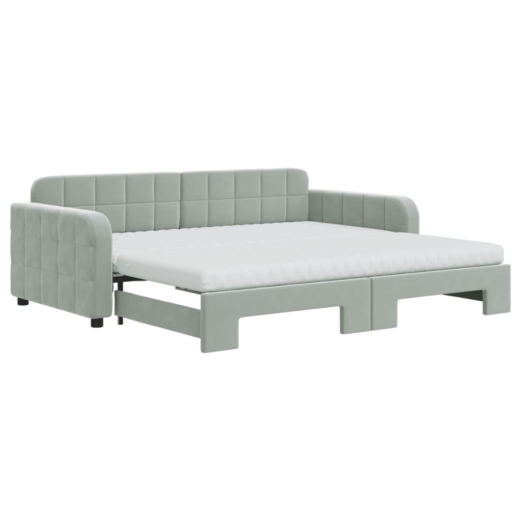 Divano Letto Estraibile Materassi Grigio Chiaro 90x190 Velluto | homemem39