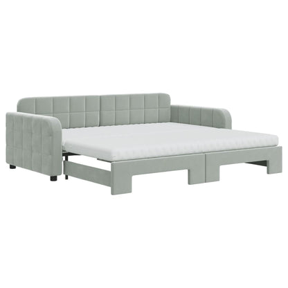 Divano Letto Estraibile Materassi Grigio Chiaro 90x190 Velluto | homemem39