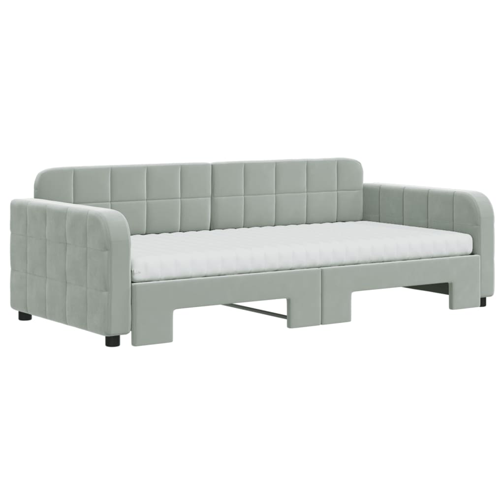 Divano Letto Estraibile Materassi Grigio Chiaro 90x190 Velluto | homemem39