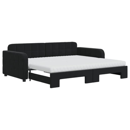 Divano Letto Estraibile con Materassi Nero 90x190 cm Velluto - homemem39