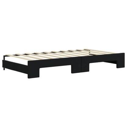 Divano Letto Estraibile con Materassi Nero 90x190 cm Velluto - homemem39