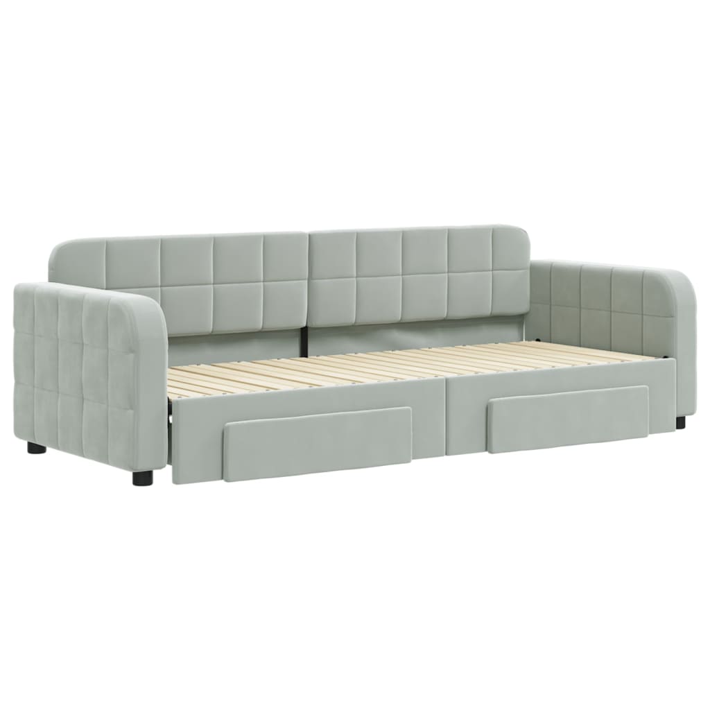 Divano Letto Estraibile Cassetti Grigio Chiaro 80x200cm Velluto - homemem39
