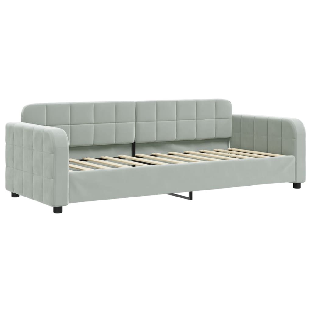 Divano Letto Estraibile Cassetti Grigio Chiaro 80x200cm Velluto - homemem39