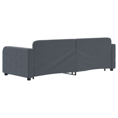 Divano Letto Estraibile Cassetti Grigio Scuro 80x200cm Velluto
