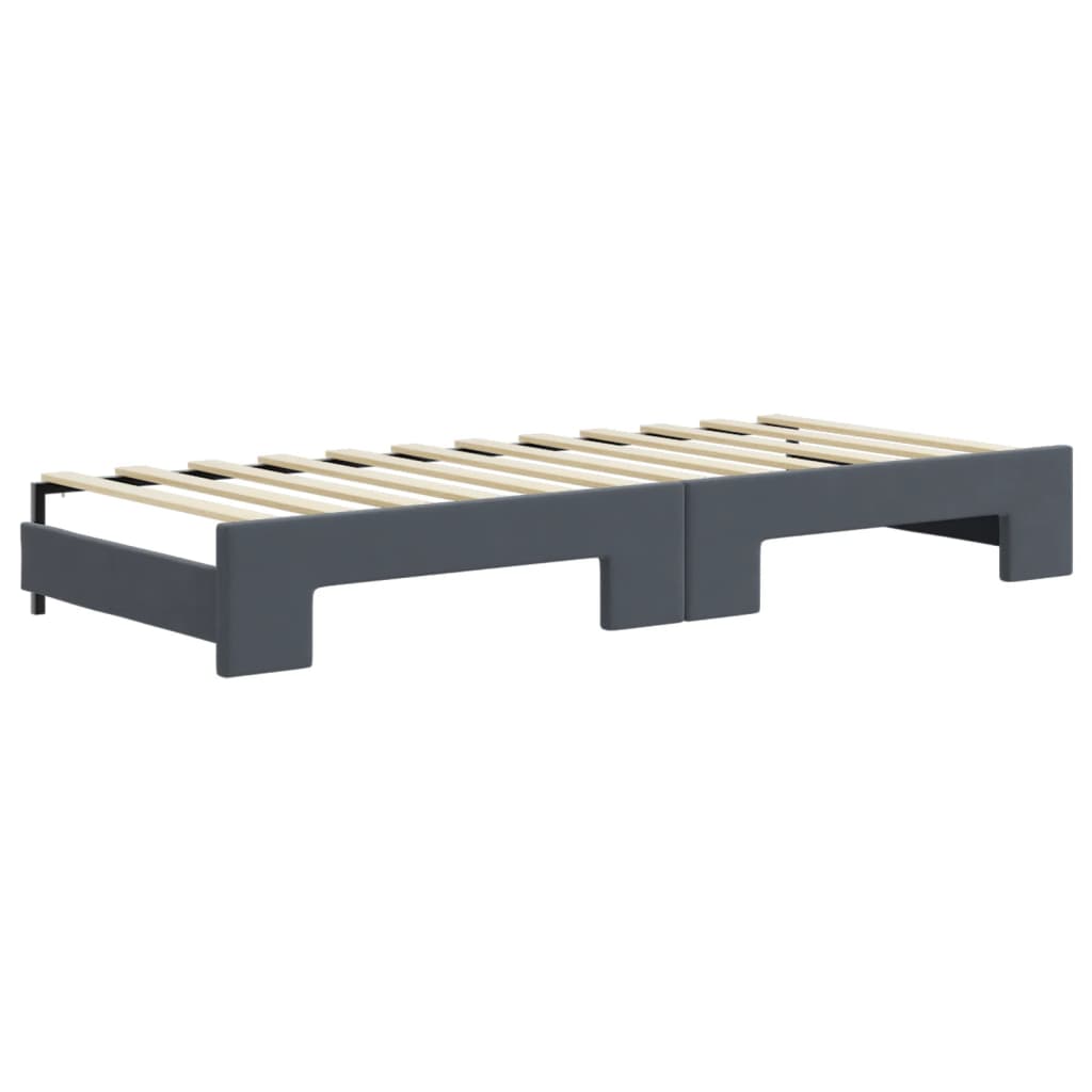 Divano Letto Estraibile Cassetti Grigio Scuro 80x200cm Velluto