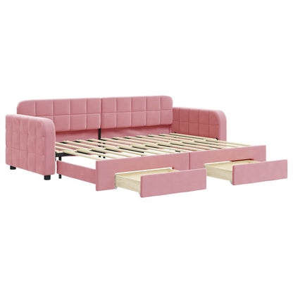 Divano Letto Estraibile con Cassetti Rosa 80x200 cm Velluto - homemem39