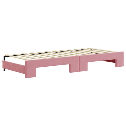 Divano Letto Estraibile con Cassetti Rosa 80x200 cm Velluto