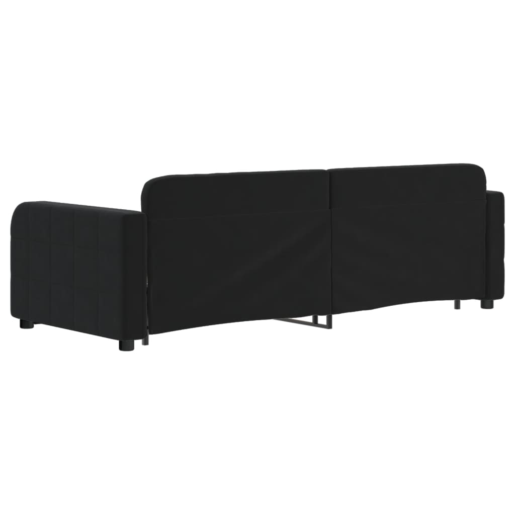 Divano Letto Estraibile con Cassetti Nero 80x200 cm in Velluto | homemem39