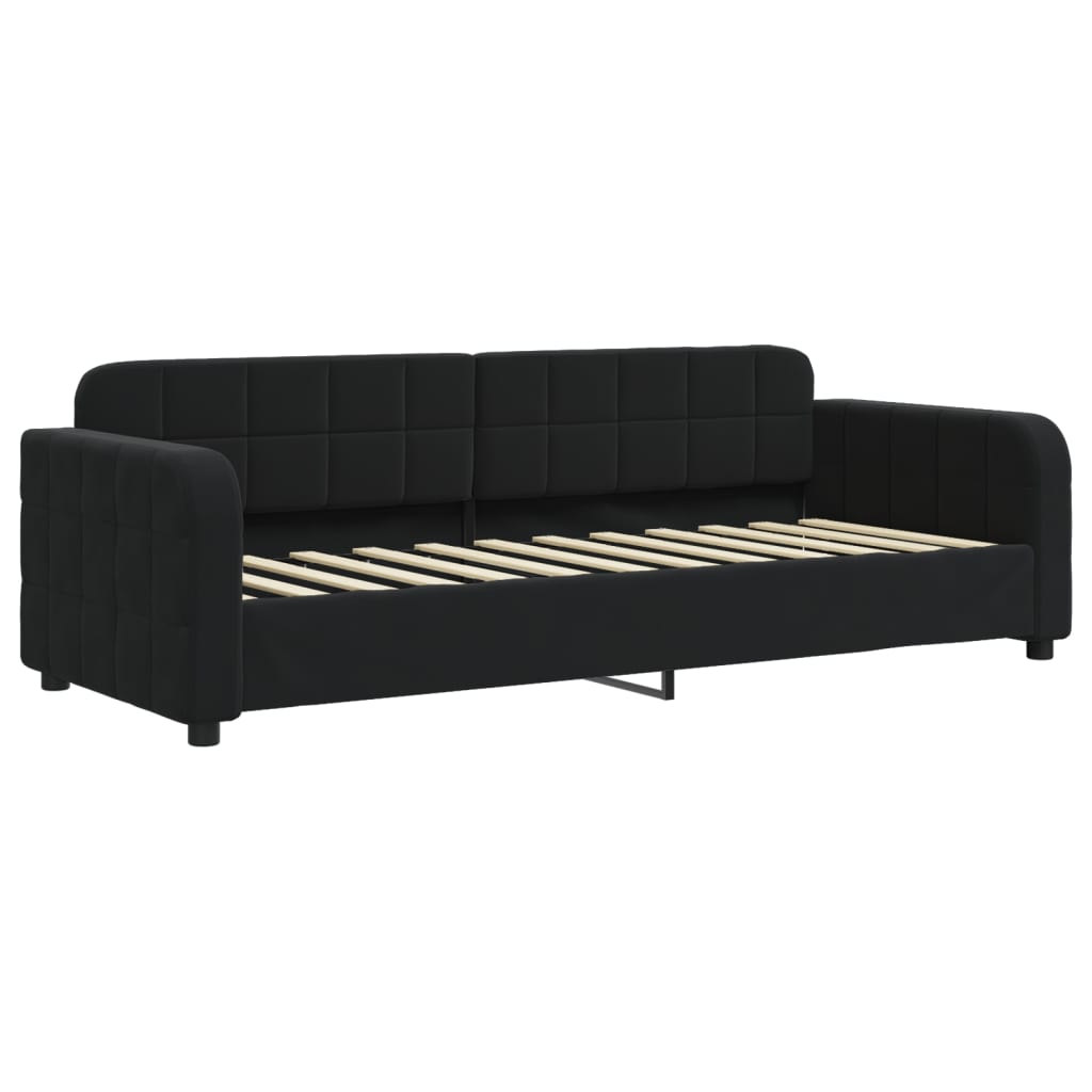 Divano Letto Estraibile con Cassetti Nero 80x200 cm in Velluto | homemem39