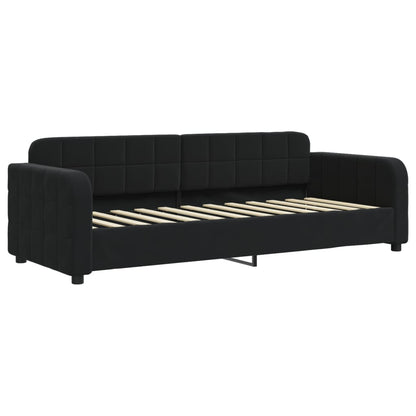 Divano Letto Estraibile con Cassetti Nero 80x200 cm in Velluto | homemem39