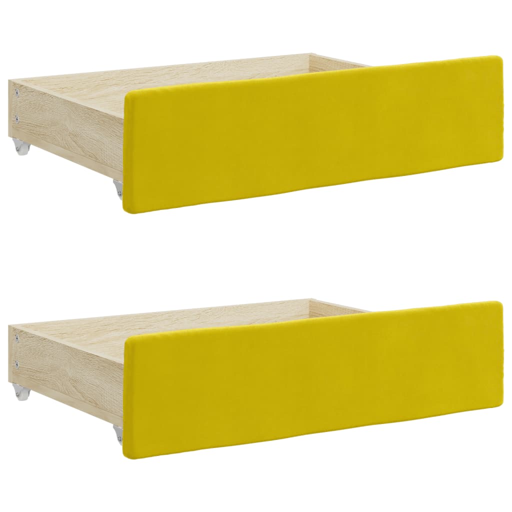 Divano Letto Estraibile con Cassetti Giallo 80x200cm in Velluto - homemem39
