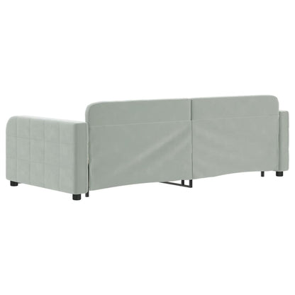 Divano Letto Estraibile Cassetti Grigio Chiaro 90x200cm Velluto