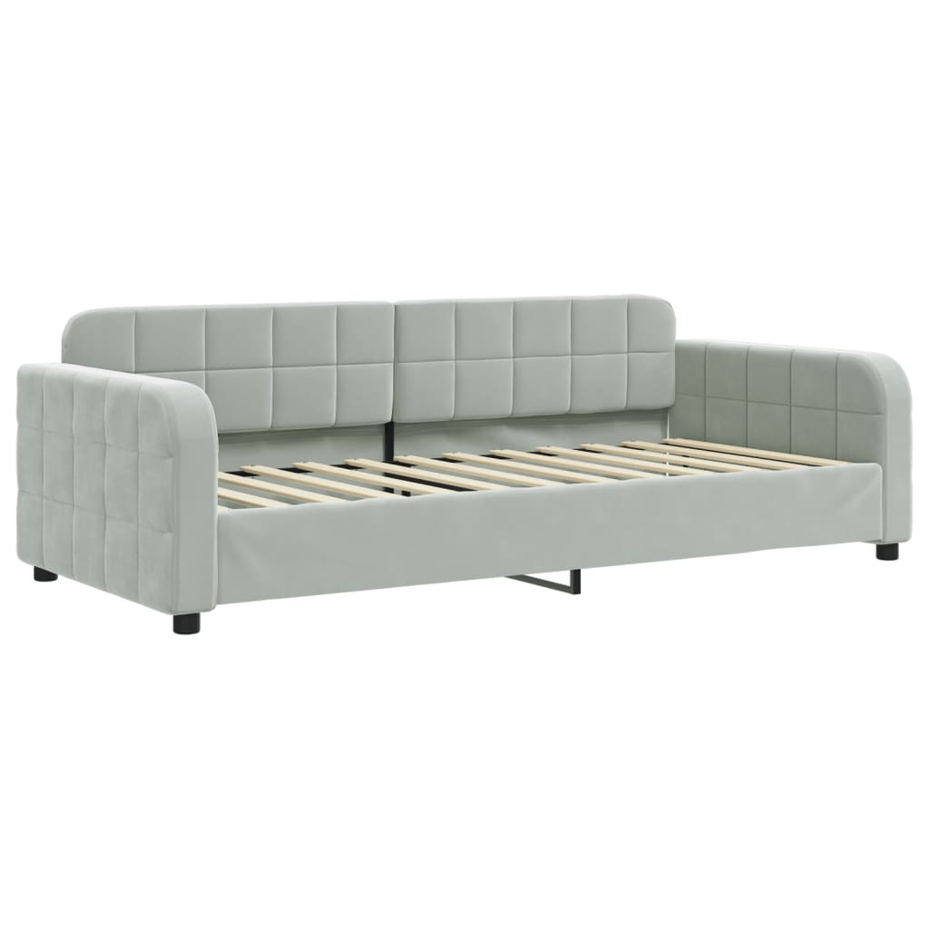 Divano Letto Estraibile Cassetti Grigio Chiaro 90x200cm Velluto