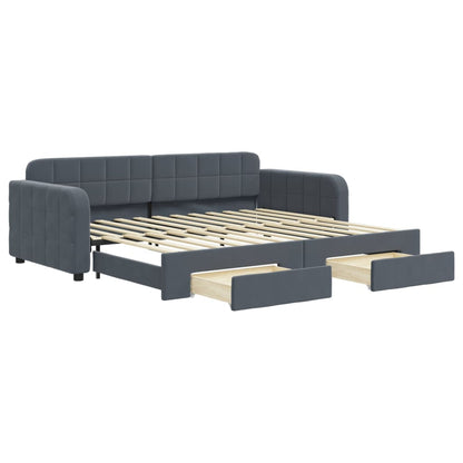 Divano Letto Estraibile Cassetti Grigio Scuro 90x200cm Velluto - homemem39