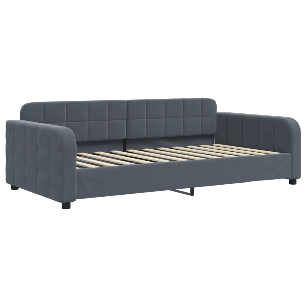 Divano Letto Estraibile Cassetti Grigio Scuro 90x200cm Velluto - homemem39