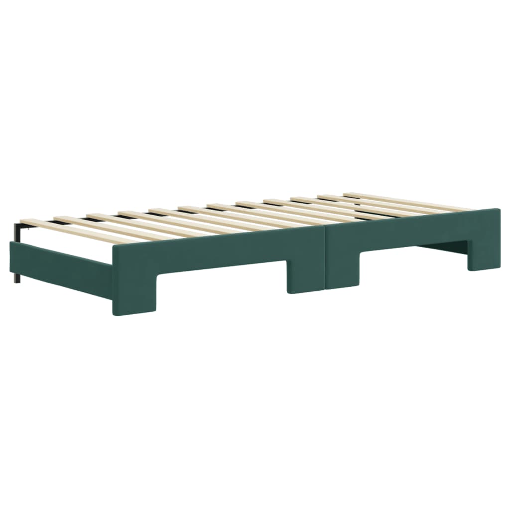 Divano Letto Estraibile Cassetti Verde Scuro 90x200cm Velluto - homemem39
