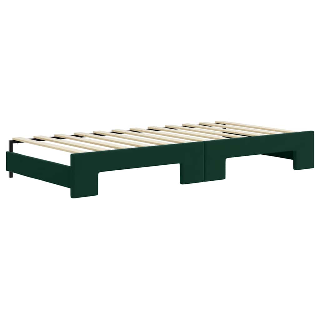 Divano Letto Estraibile Cassetti Verde Scuro 90x200cm Velluto