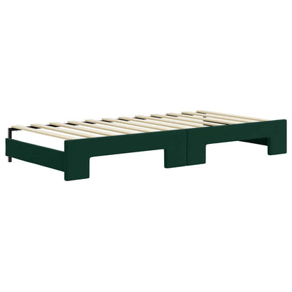 Divano Letto Estraibile Cassetti Verde Scuro 90x200cm Velluto