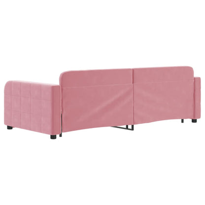 Divano Letto Estraibile con Cassetti Rosa 90x200 cm Velluto