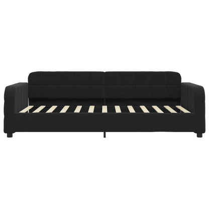Divano Letto Estraibile con Cassetti Nero 90x200 cm in Velluto