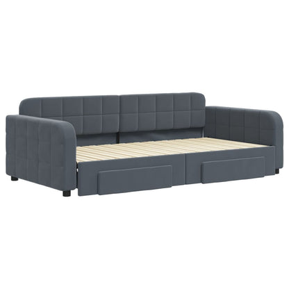 Divano Letto Estraibile Cassetti Grigio Scuro 100x200cm Velluto - homemem39
