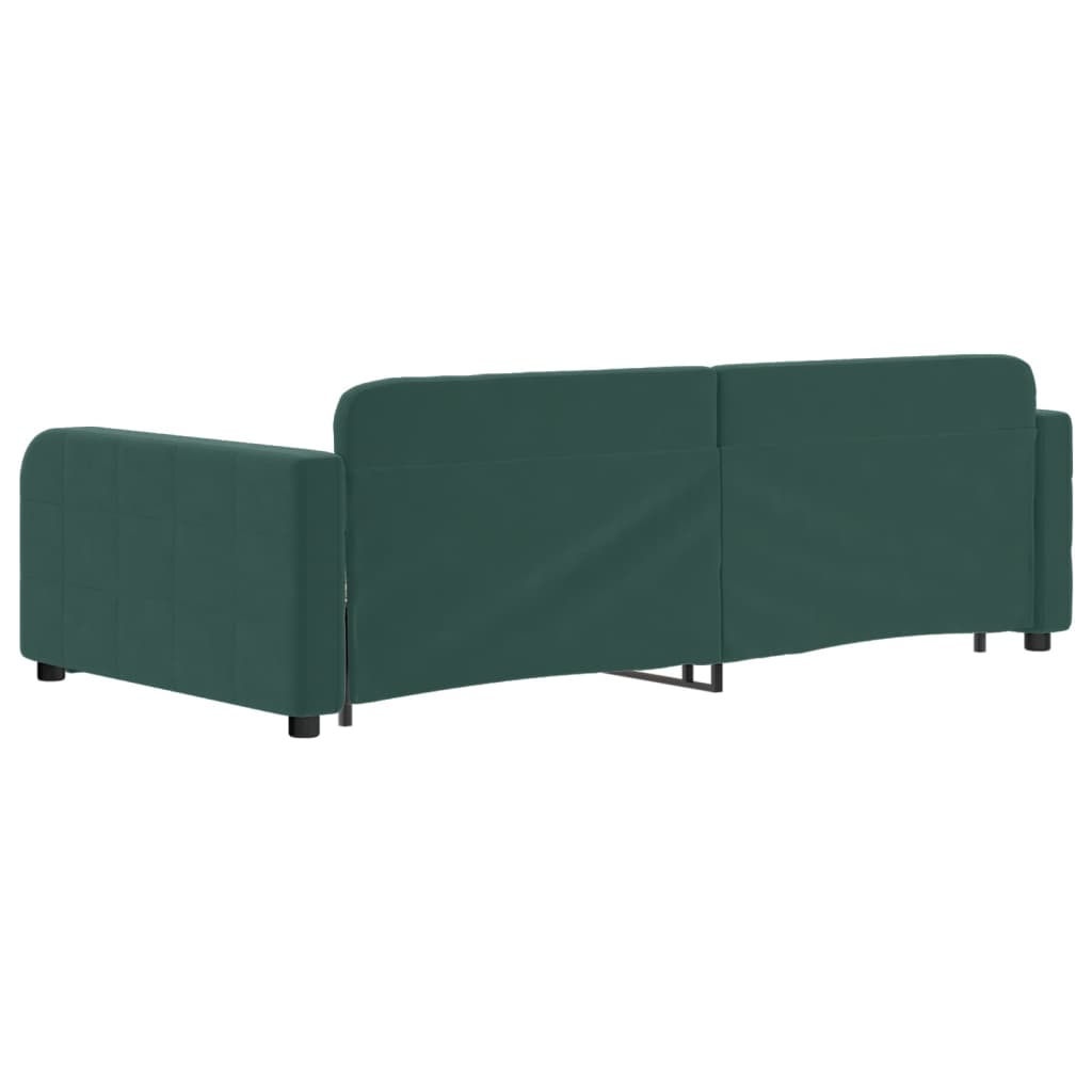 Divano Letto Estraibile Cassetti Verde Scuro 100x200cm Velluto