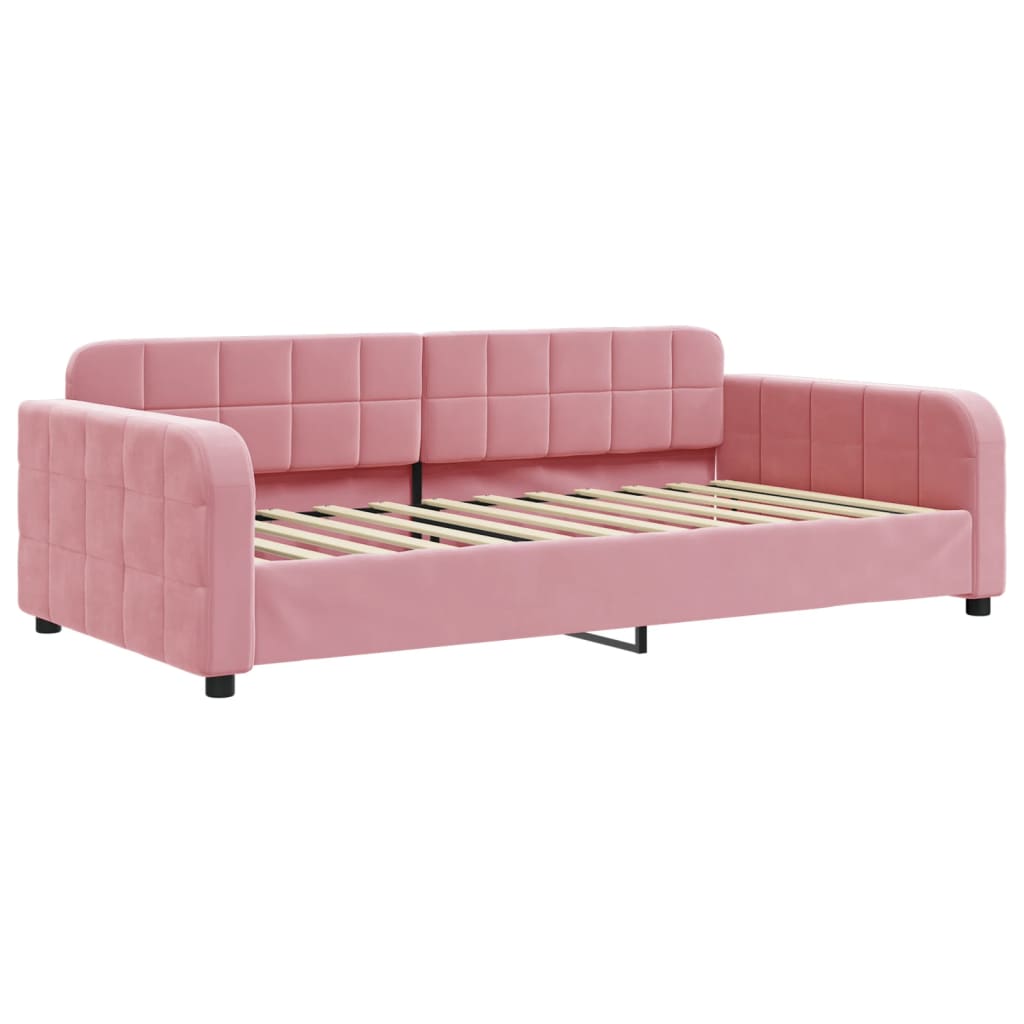 Divano Letto Estraibile con Cassetti Rosa 100x200 cm Velluto