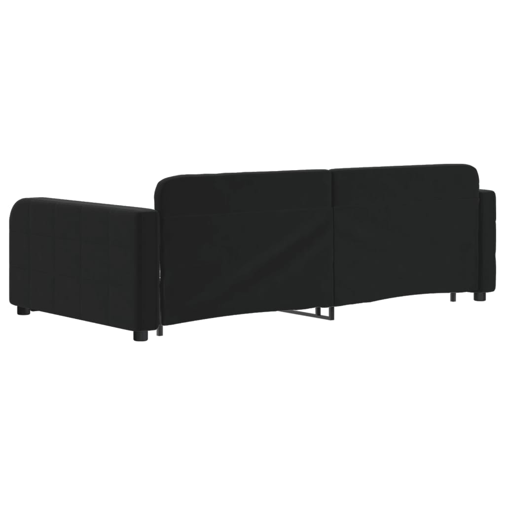 Divano Letto Estraibile con Cassetti Nero 100x200 cm in Velluto - homemem39