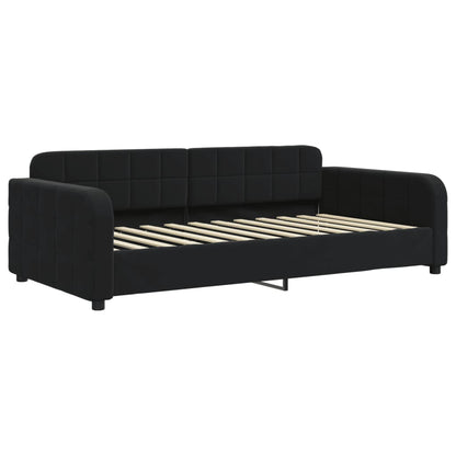Divano Letto Estraibile con Cassetti Nero 100x200 cm in Velluto - homemem39