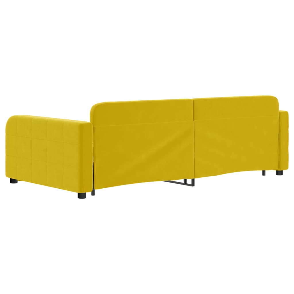 Divano Letto Estraibile con Cassetti Giallo 100x200cm Velluto - homemem39