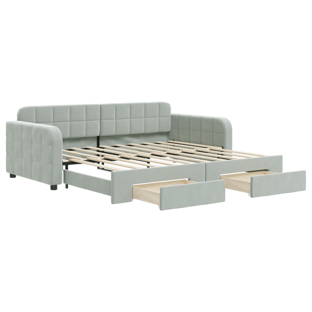 Divano Letto Estraibile Cassetti Grigio Chiaro 90x190cm Velluto | homemem39