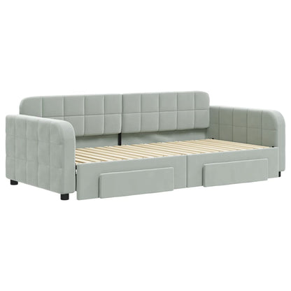 Divano Letto Estraibile Cassetti Grigio Chiaro 90x190cm Velluto | homemem39