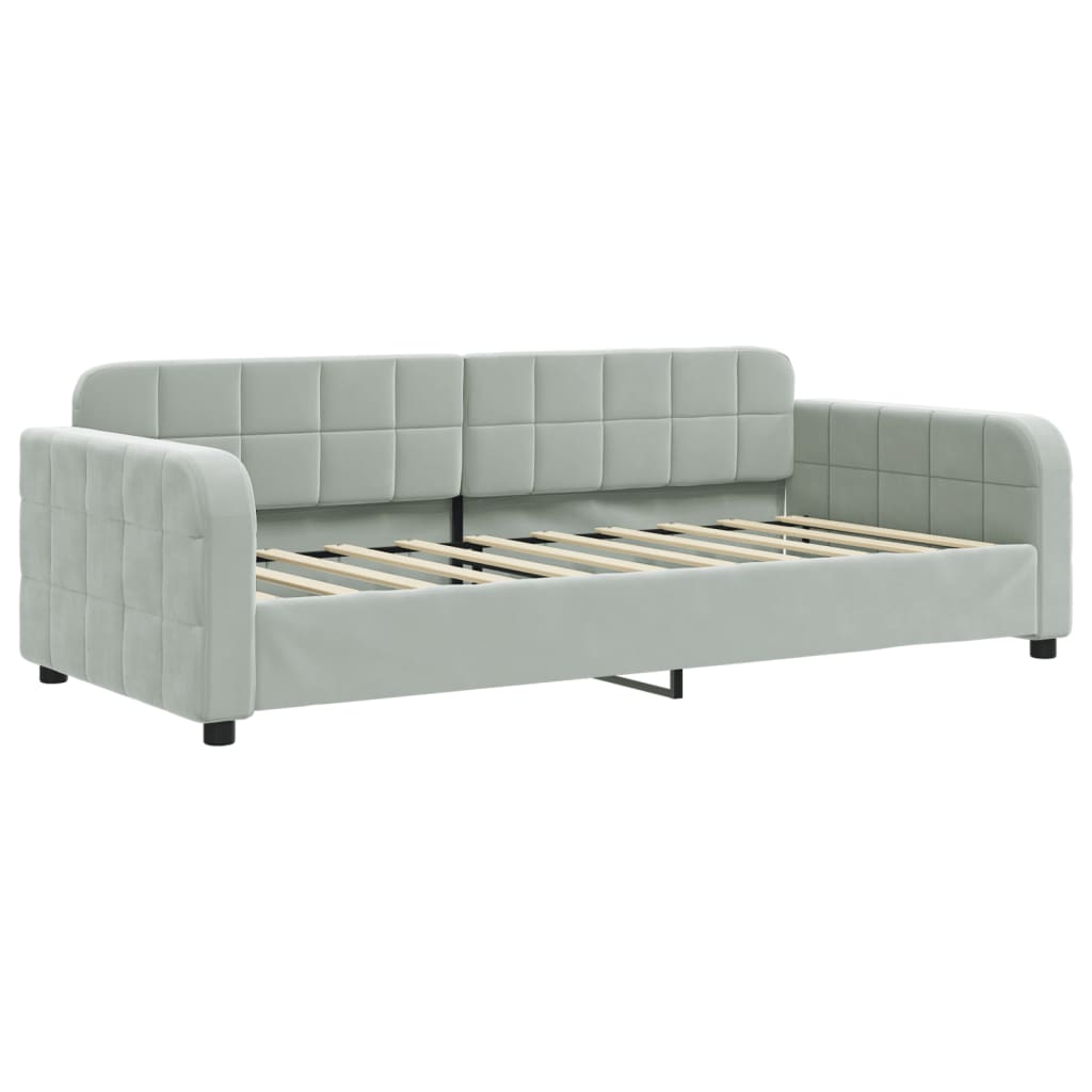 Divano Letto Estraibile Cassetti Grigio Chiaro 90x190cm Velluto | homemem39