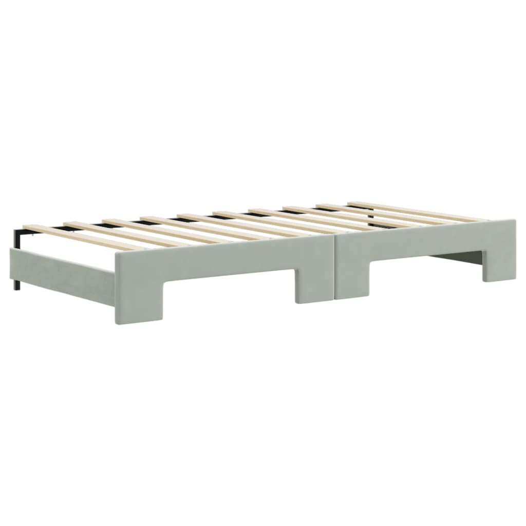 Divano Letto Estraibile Cassetti Grigio Chiaro 90x190cm Velluto | homemem39