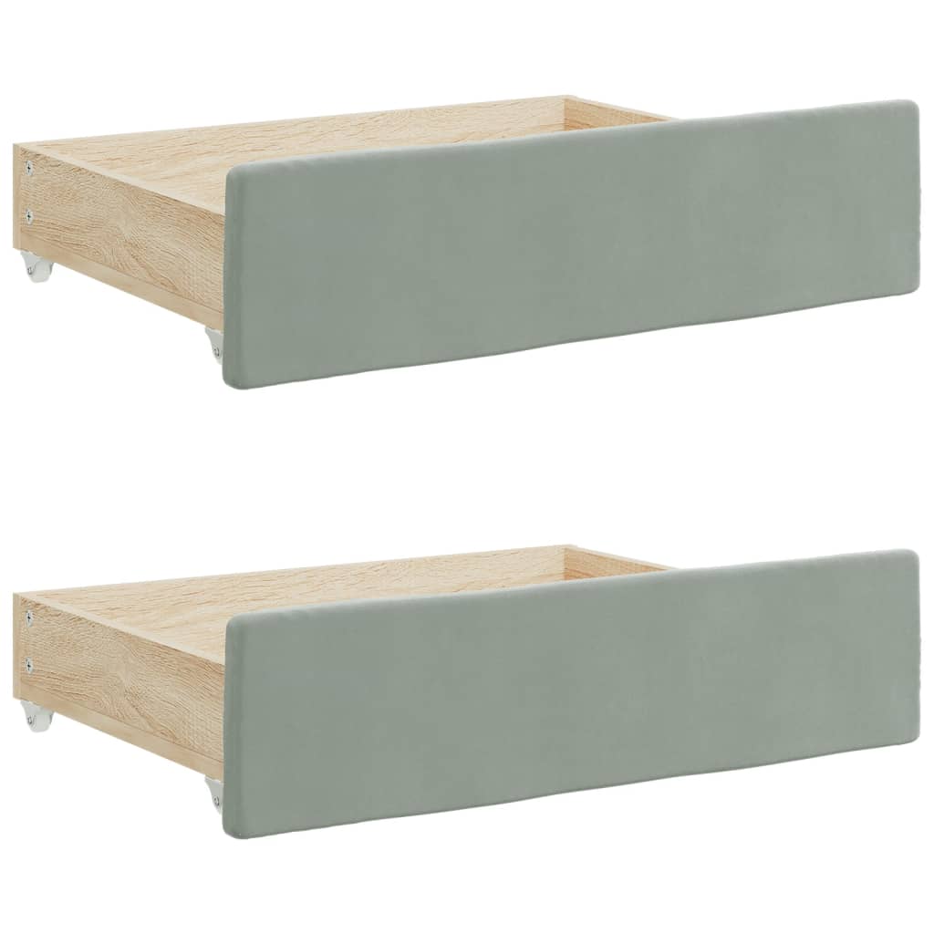 Divano Letto Estraibile Cassetti Grigio Chiaro 90x190cm Velluto | homemem39