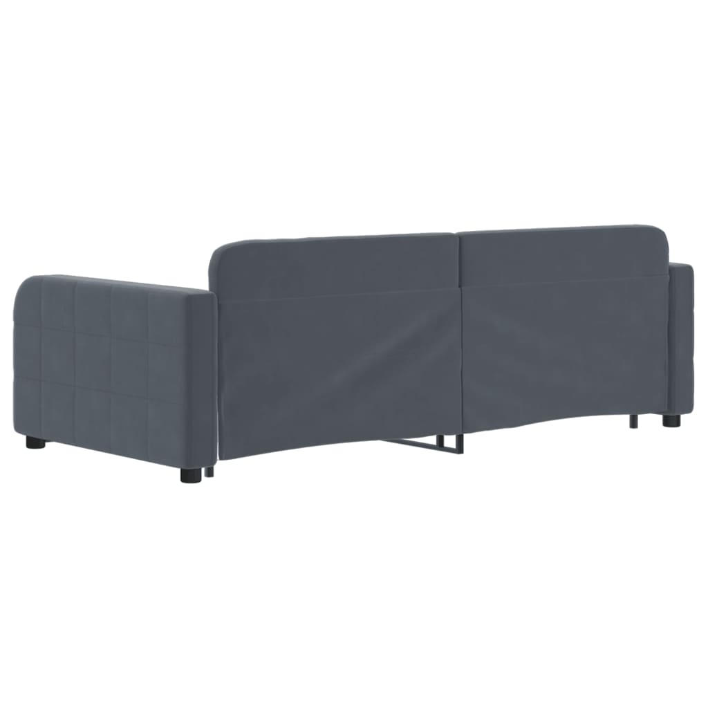 Divano Letto Estraibile Cassetti Grigio Scuro 90x190cm Velluto
