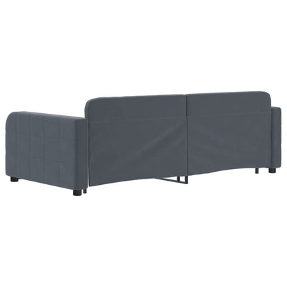 Divano Letto Estraibile Cassetti Grigio Scuro 90x190cm Velluto