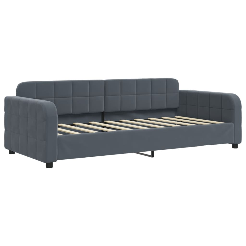 Divano Letto Estraibile Cassetti Grigio Scuro 90x190cm Velluto - homemem39