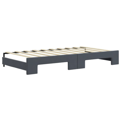 Divano Letto Estraibile Cassetti Grigio Scuro 90x190cm Velluto