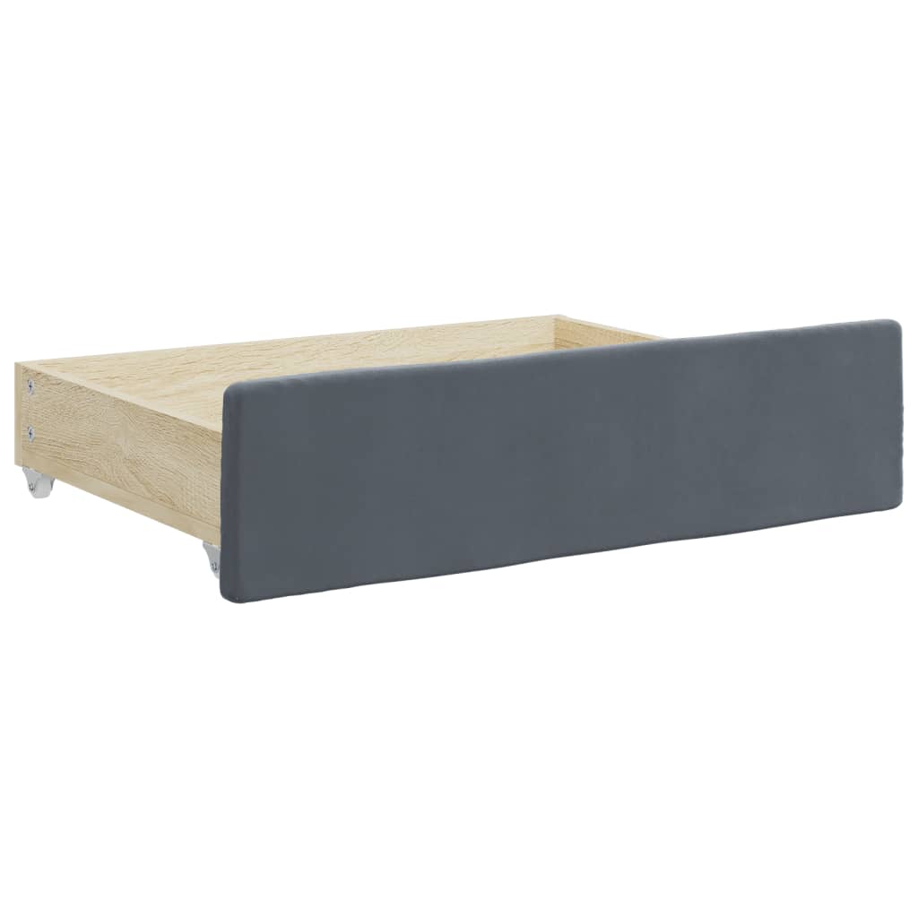 Divano Letto Estraibile Cassetti Grigio Scuro 90x190cm Velluto
