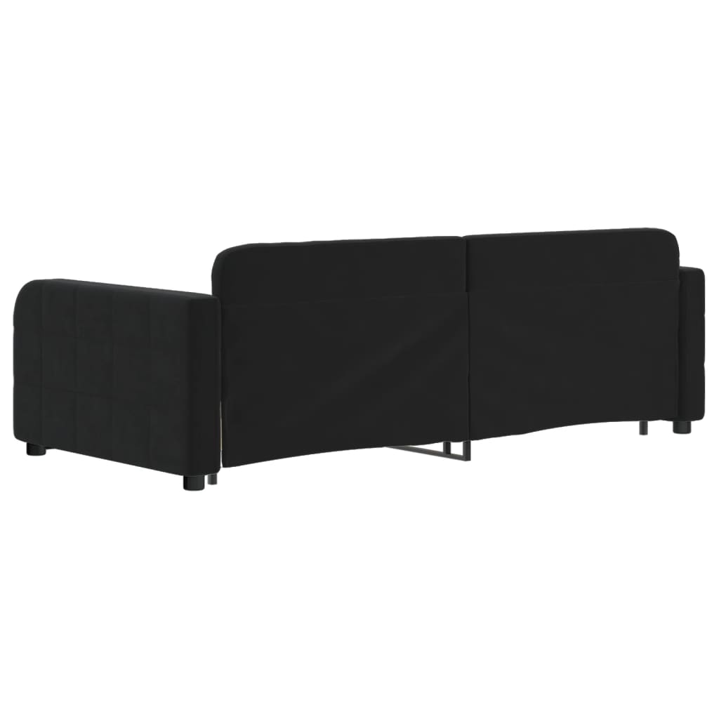 Divano Letto Estraibile con Cassetti Nero 90x190 cm in Velluto | homemem39