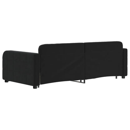 Divano Letto Estraibile con Cassetti Nero 90x190 cm in Velluto | homemem39