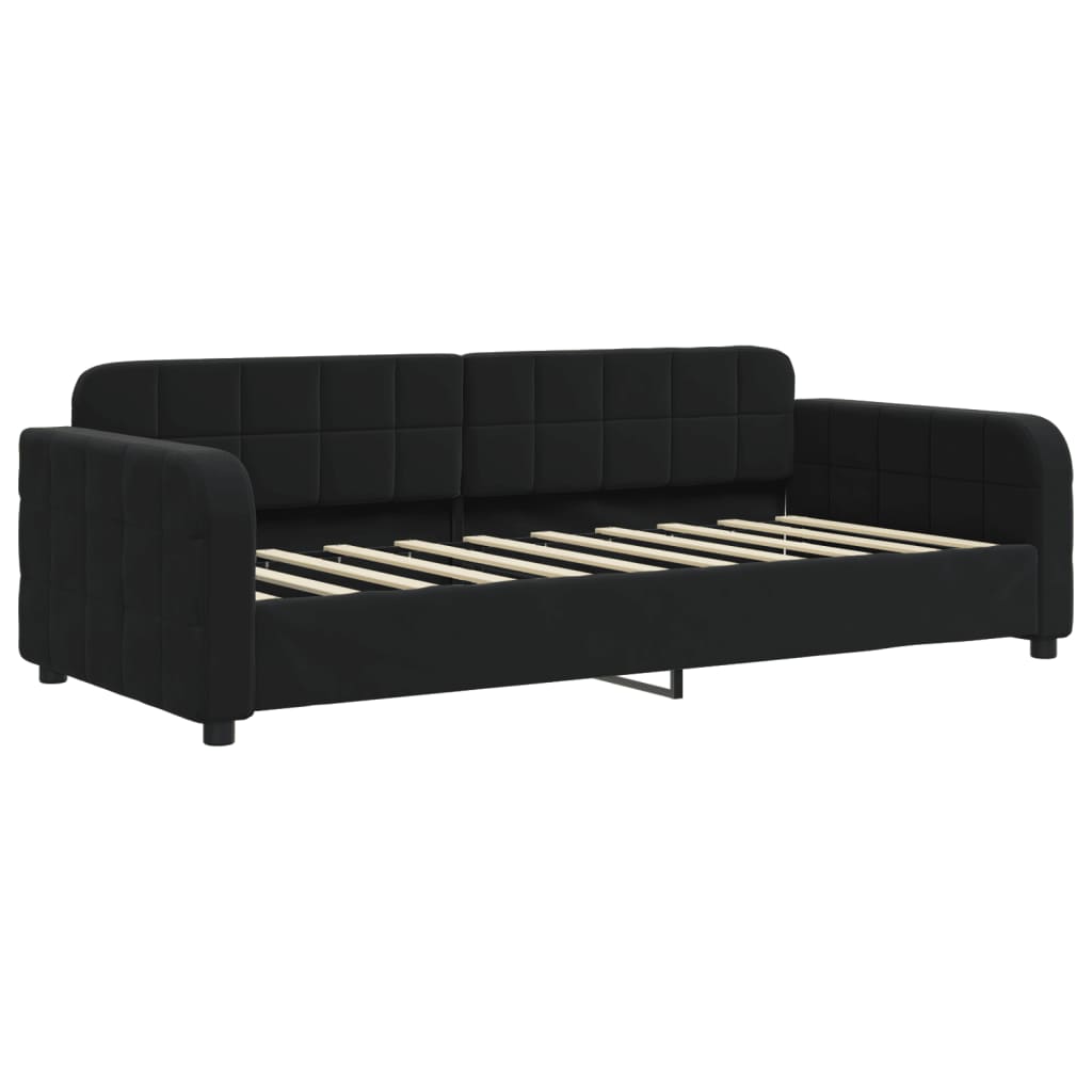 Divano Letto Estraibile con Cassetti Nero 90x190 cm in Velluto | homemem39