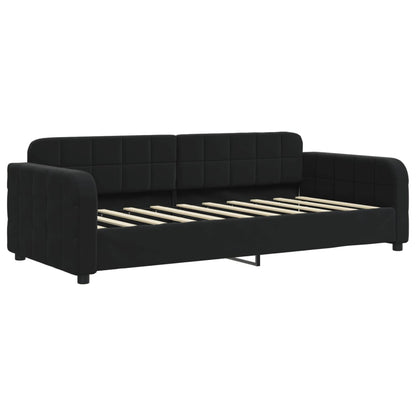 Divano Letto Estraibile con Cassetti Nero 90x190 cm in Velluto | homemem39
