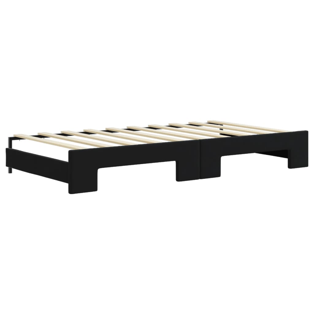 Divano Letto Estraibile con Cassetti Nero 90x190 cm in Velluto | homemem39